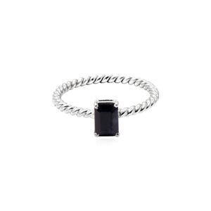 Black Spinel Twisted Silver Ring, 925 Sterling Silver Ring, 9k / 14k/ 18k Gold Ring, Silver Jewelry Ring, Spinel Gemstone Ring Gift