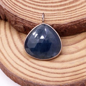 Blue Sapphire Heart Shape Faceted Gemstone Pendant, Sapphire Gemstone Necklace Pendant , 925 Sterling Silver Jewelry Pendant, Birthday Gift