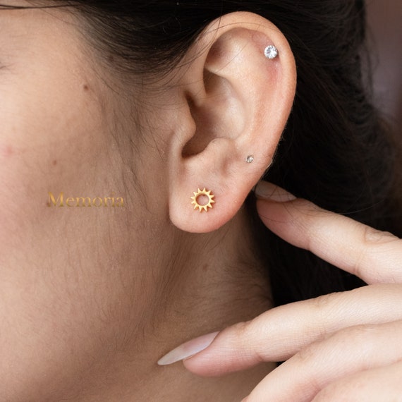 Extra Small Silver Cubic Zirconia Ear Studs - Studio Jewellery US