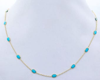 Collar de piedras preciosas turquesas: plata de ley 925