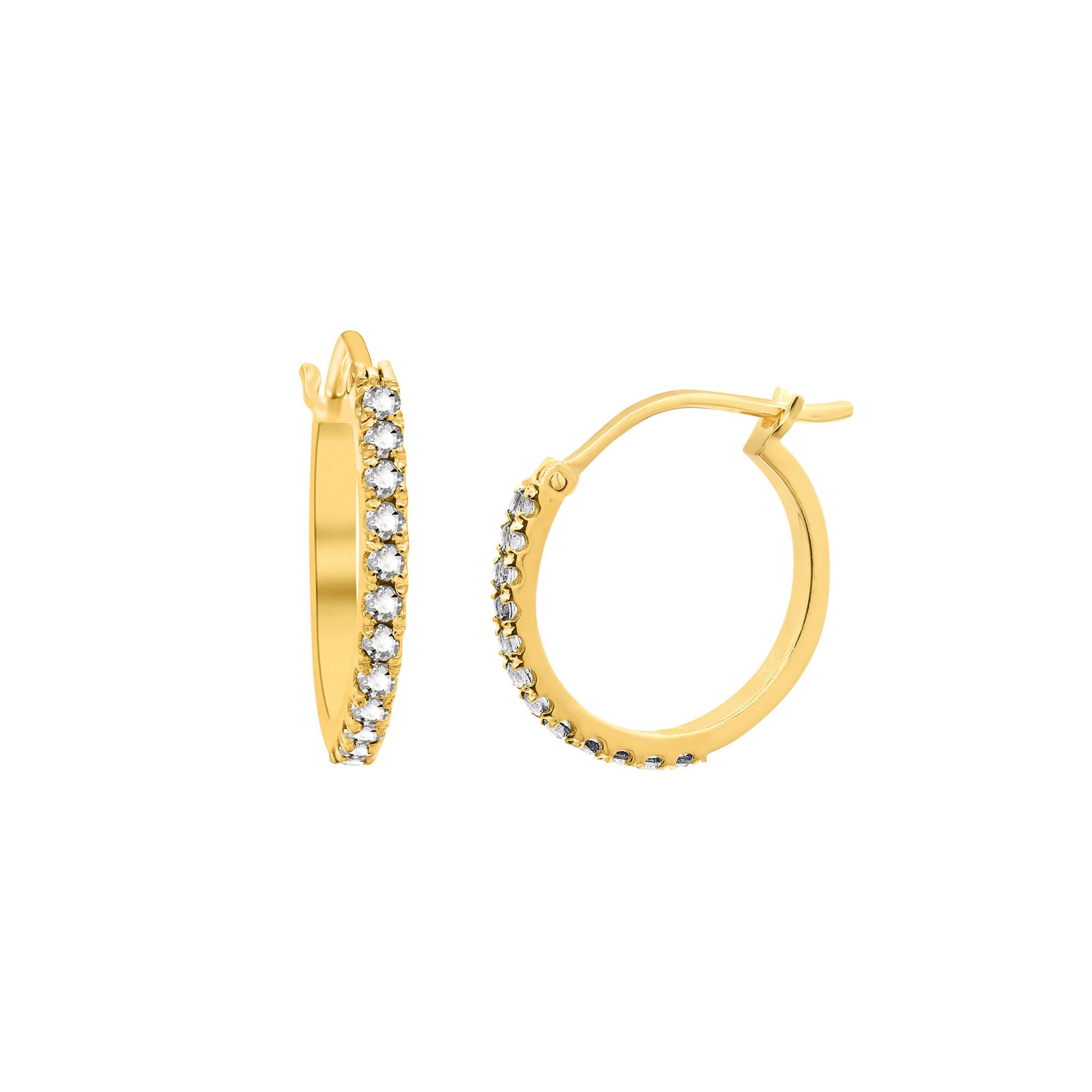 Cubic Zircon Hoop Earrings, Sterling Silver Hoop Earrings