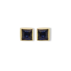 Blue Sapphire Gemstone Earring, Sapphire Studs Jewelry Earring, Sapphire Studs Earrings, 9k Yellow Gold Earrings, Valentine Gift