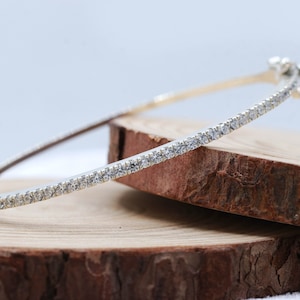Half Eternity Bangle Bracelet, Dainty Tennis Bracelet, Cubic Zircon Bracelet, Tennis Silver Bracelet, Minimalist Jewelry, Women's Bracelet