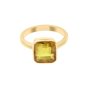 Natural Yellow Sapphire Ring, Sapphire Gold Ring, 18k Yellow/ Rose/ White Gold Ring, Sapphire Gemstone Ring, Boho  Birthday Gift