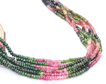 Multi Tourmaline Rondelle Necklace Bead Strand