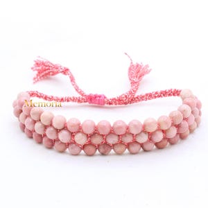 Rhodochrosite Bracelet, Rhodochrosite Plain Round Beaded Bracelet, Boho Rhodochrosite Bracelet, Thread Bracelet, Halloween Gift