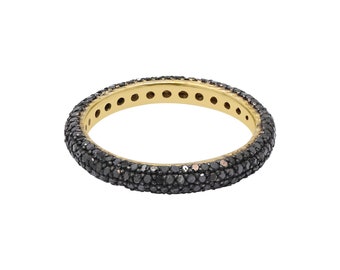 Black Diamond Ring • Full Eternity Band • Stacking Ring • Anniversary Ring- Wedding Band- Pave Diamond Ring- Gifts for Her- Birthday Gift