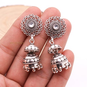 Women Silver Earring - Indian Silver Jhumka - Silver Jewelry Jhumka - Handmade Jewelry - 925 Sterling Silver - Anniversary Day Gifts