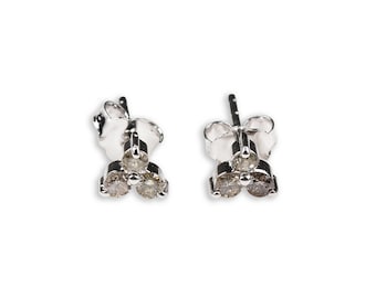 Clover Leaf Design Diamond Stud Earring : 925 Sterling Silver