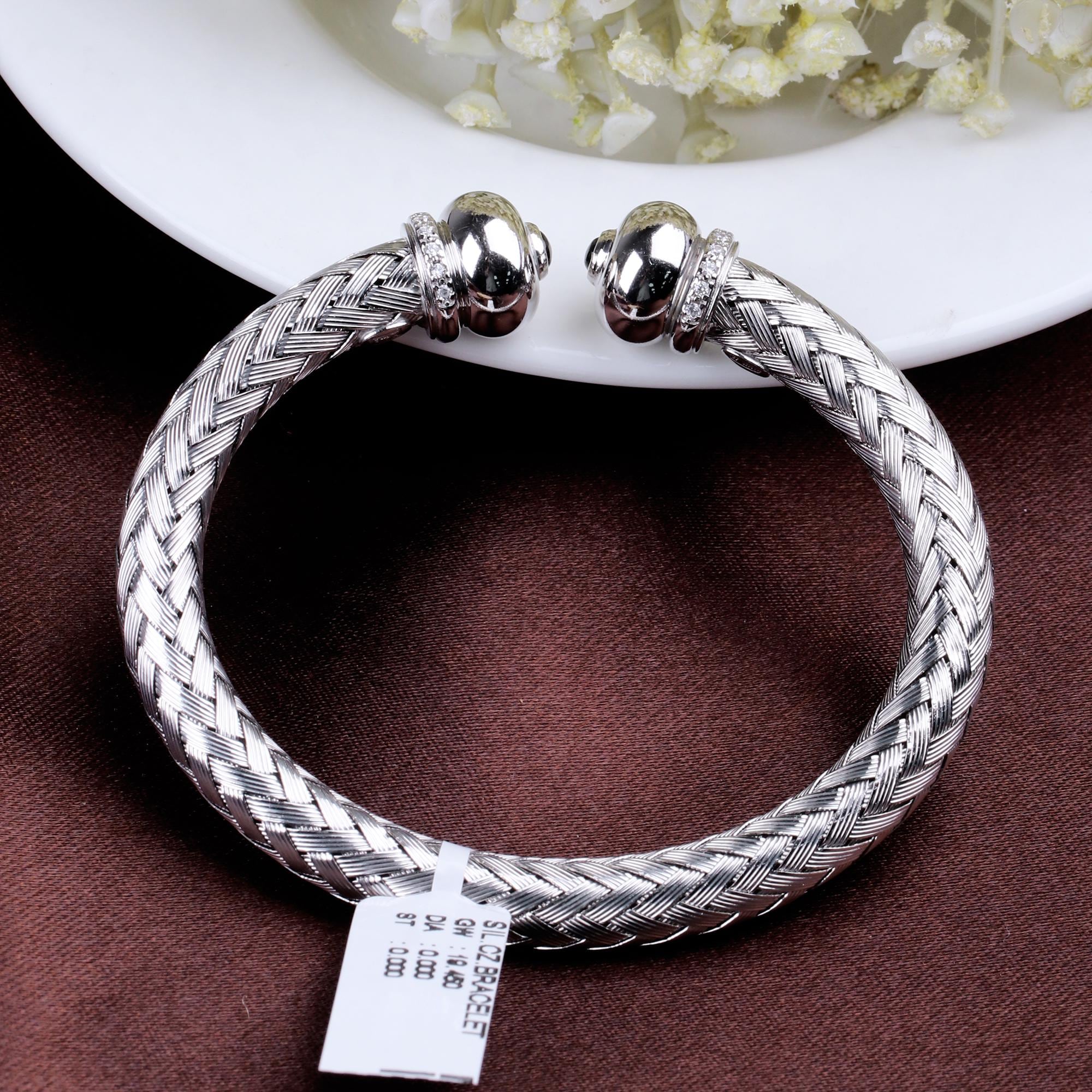 Rope Twist Sterling Silver Bangle Bracelet - Stackable 925 Silver