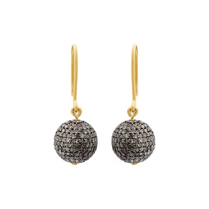 Diamond Earring, Pave Diamond Ball Earrings, 925 Sterling Silver Earrings, Dangle Drop Earring, Diamond Ball Dangle Earrings, Valentine Gift
