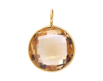 9k Yellow Gold Citrine Pendant: Bohemian Bezel-Set Gemstone