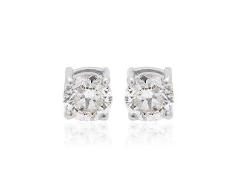 14k White Gold Diamond Stud Earring