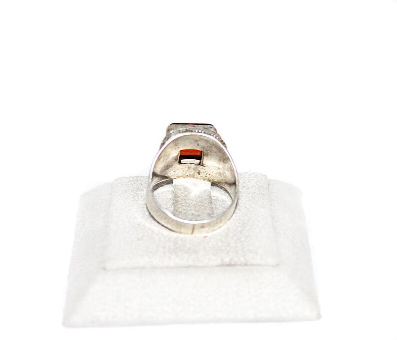 Gift For Woman And Girls Square Amber Gemstone Ring 925 Sterling Silver Ring Cognac Baltic Amber Ring Amber Jewelry Baltic Amber Ring