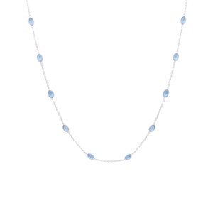 Natural Topaz Necklace, Tiny Topaz Necklace, Silver Chain Necklace, Blue Gemstone, Charm Necklace, Chain Bracelet, Valentine Gift