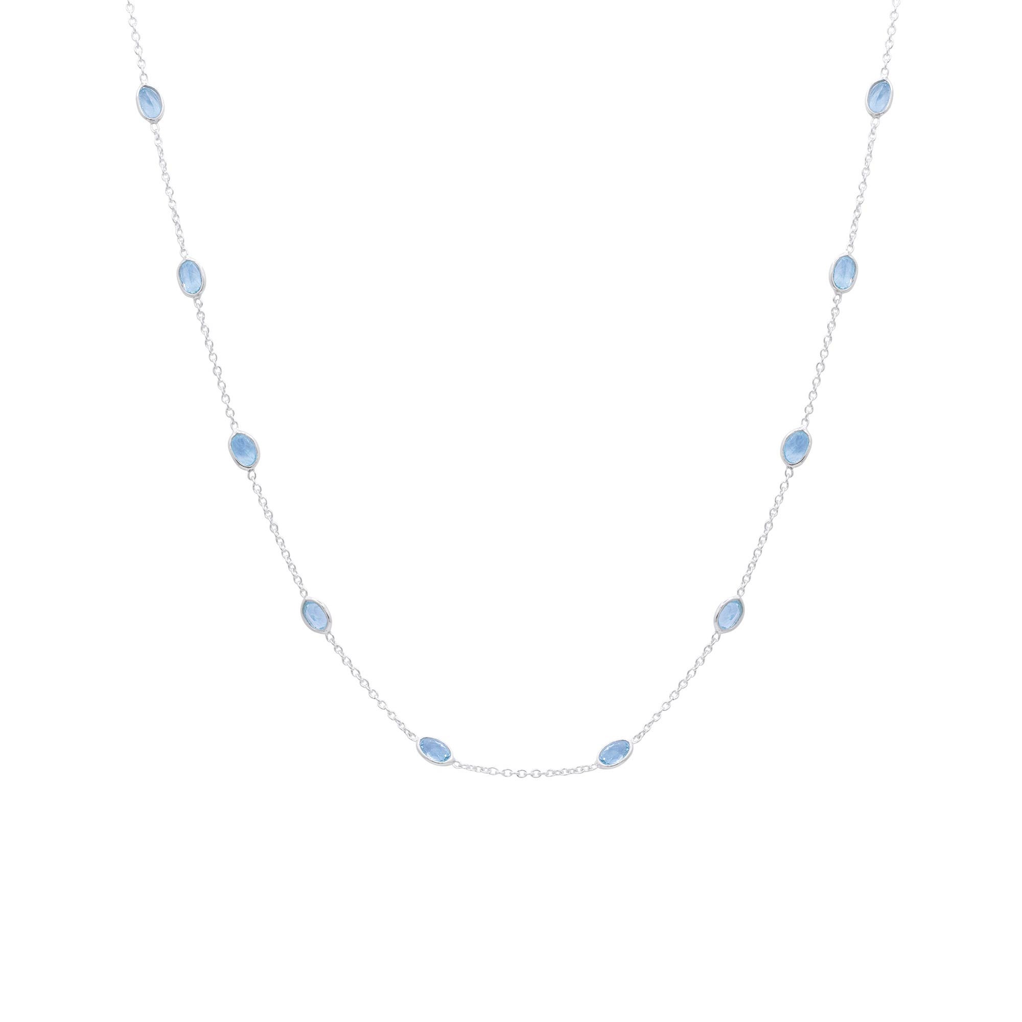 Natural Topaz Necklace, Tiny Topaz Necklace, Silver Chain Necklace, Blue Gemstone, Charm Necklace, Chain Bracelet, Valentine Gift