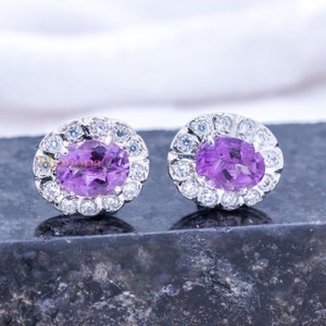 Purple Amethyst Stud Earrings, 925 Sterling Silver Amethyst Studs, Amethyst Gemstone Studs Earrings, Amethyst Stud, February Birthstone Gift
