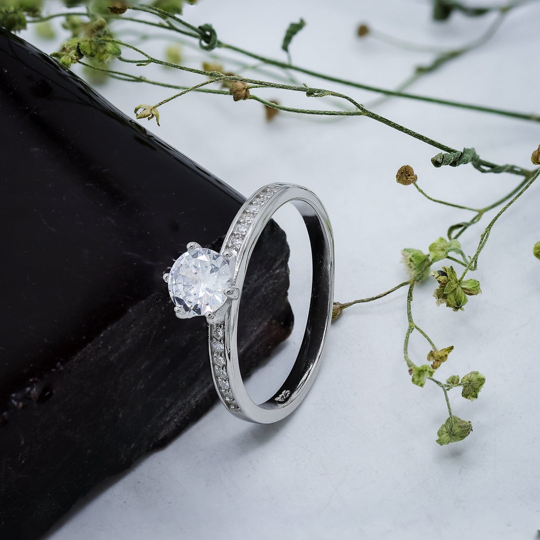 925 Sterling Silver Ring, Cubic Zirconia Ring, Handmade