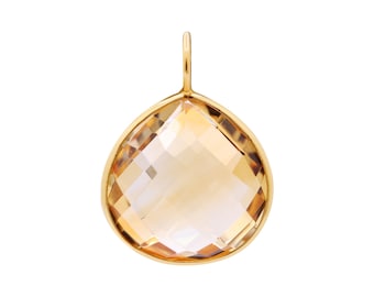 Vintage 9k Yellow Gold Citrine Pendant: Boho Gemstone Jewelry
