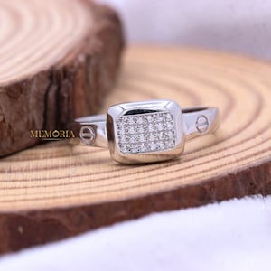 Cubic Zirconia Ring, 925 Sterling Silver Ring, Square CZ Silver Ring, Cubic Zirconia Ring For Women, Handmade CZ Silver Ring, Birthday Gift