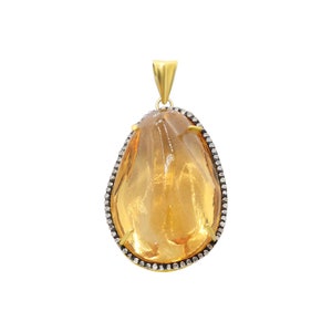 Wholesale Price Citrine Pendant, Yellow Citrine Pendant, 925 Sterling Silver Pendant, Boho Citrine Pendant, Personalization Gift