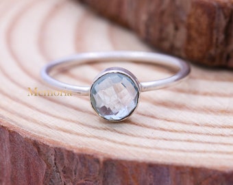 Anillo de topacio azul: plata de ley 925