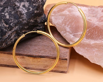 925 Silver Large Hoop Earrings: Gold Plated Circle Hoops