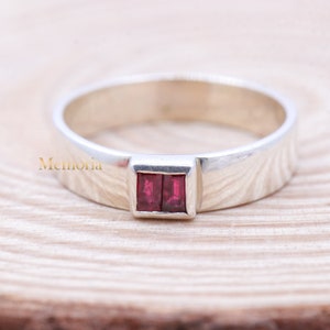 Red Garnet Ring, 925 Sterling Silver Ring, Garnet Gemstone Ring, Boho Garnet Silver Ring For Women, Garnet Silver Ring, Birthday Gift