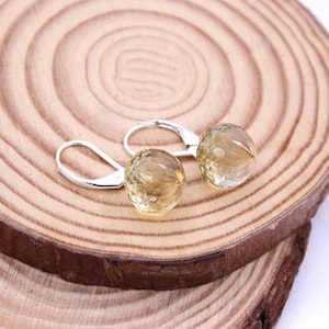 Natural Citrine Earrings, 925 Sterling Silver Earrings, Gemstone Silver Earring, Tiny Citrine Earrings, Handmade Earring, Anniversary Gifts