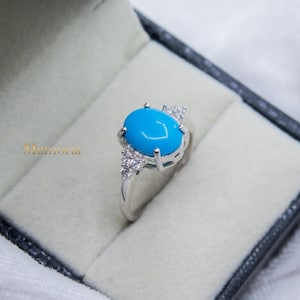 Sierlijke blauwe turquoise ring, 925 sterlingzilveren ring, minimalistische ring, turquoise CZ-ring, stapelringen voor vrouwen, jubileumcadeau voor haar