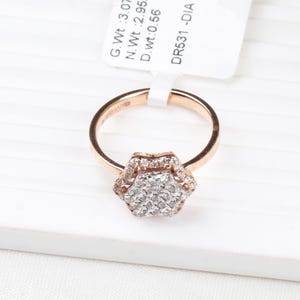 Diamant Stern Ring, 14k Rose Gold Ring, Stapeln Frauen Ring, Ehering, Braut Verlobungsring, atemberaubender Stern Ring, Geschenk für sie