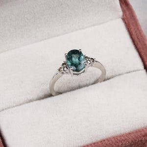 Elegant Green Tourmaline Gemstone Ring, Cubic Zirconia Sterling Silver Jewelry Ring, 925 Sterling Silver Jewelry Ring, Personalization Gift