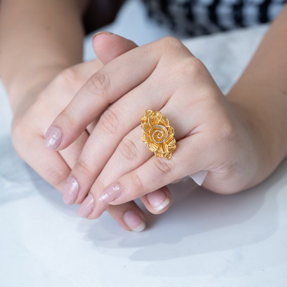 Plain Floral Design Ring 02-07 - SPE Gold, Chennai