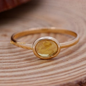 Yellow Sapphire Ring, 14k Yellow Gold Ring, Yellow Sapphire Gold Ring, Minimalist Sapphire Ring, Statement Sapphire Ring, Birthday Gift