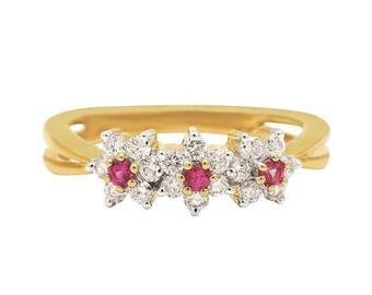 18k Yellow Gold Ruby Diamond Ring