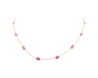Delicate Ruby Sterling Silver Necklace: Bezel Set Gemstone