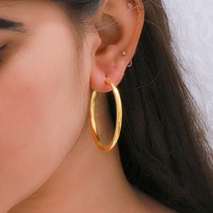 Hoop Earrings, 925 Silver Hoop Earrings, Gold Plated Hoop Earrings, Circle Hoop Earrings, Vintage Silver Hoop Earrings, Large Hoop Earrings
