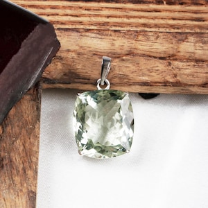 Green Amethyst Pendant, Natural Green Amethyst Gemstone Pendent, 925 Silver Pendant, February Birthstone, Handmade Jewelry