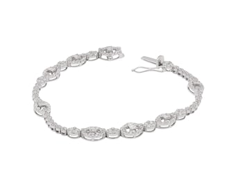 18k White Gold Diamond Bracelet: 2.46 CT Round Cut Natural Diamond