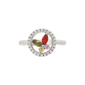 Dainty Cubic Zircon Flower Ring, Multi CZ Flower Ring, 925 Sterling Silver Ring, Minimalist Jewelry, Wedding Ring for Women, Birthday Gifts