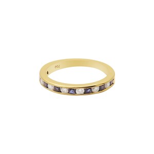 Anillo de eternidad con zafiro en oro amarillo de 18 k: piedras preciosas apilables