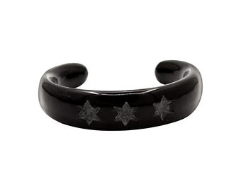 Black Onyx Bangle Bracelet: Smooth Gemstone Cuff