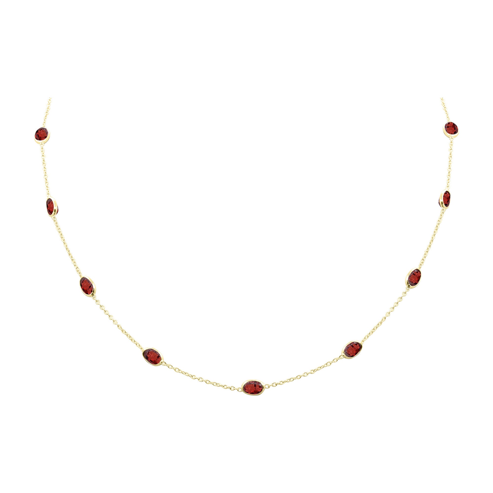 925 Sterling Silver, Garnet By the Yard Necklace, Gemstone Necklace Chain Necklace Minimal Necklace Birthday Necklace Gift