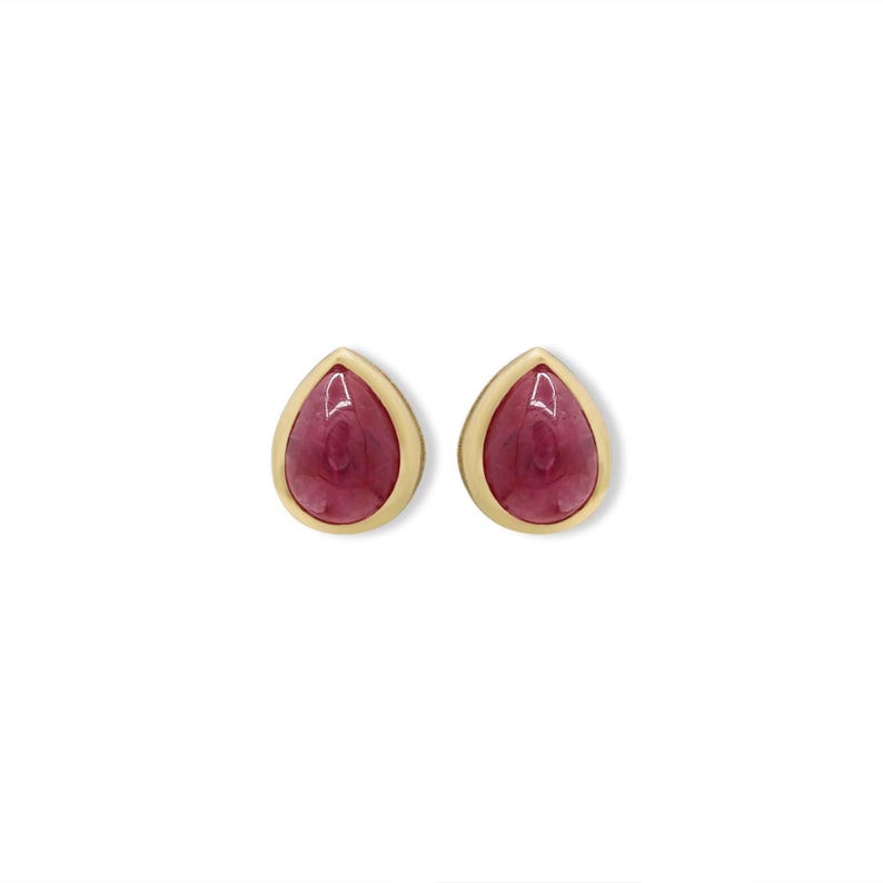 Ruby Tiny Ruby Post Stud Earring : 9k Yellow Gold image 1
