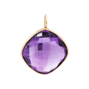9k Yellow Gold Pendant, Purple Amethyst Gemstone Pendant, Gemstone Jewelry Pendant, Amethyst Pendant, Birthday Gift