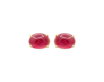 Minimalist 14k Yellow Gold Ruby Stud Earring