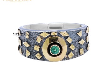 Emerald Ring: Art Deco Green Gemstone, 925 Sterling Silver
