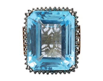 Anillo de plata esterlina con topacio azul: piedra preciosa natural hecha a mano