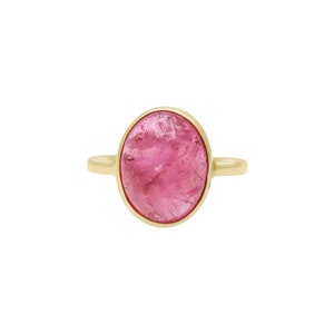 Delicate Pink Tourmaline Ring, 18k Yellow Gold Ring, Pink Tourmaline Gold Ring, Tourmaline Gemstone Ring, Statement Ring, Birthday Gift
