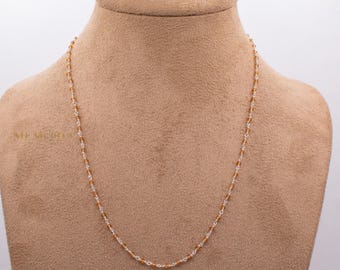 Natural Citrine Gemstone Beaded Necklace : 925 Sterling Silver